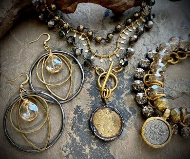 Rustic Guardian Angel Coin Necklace