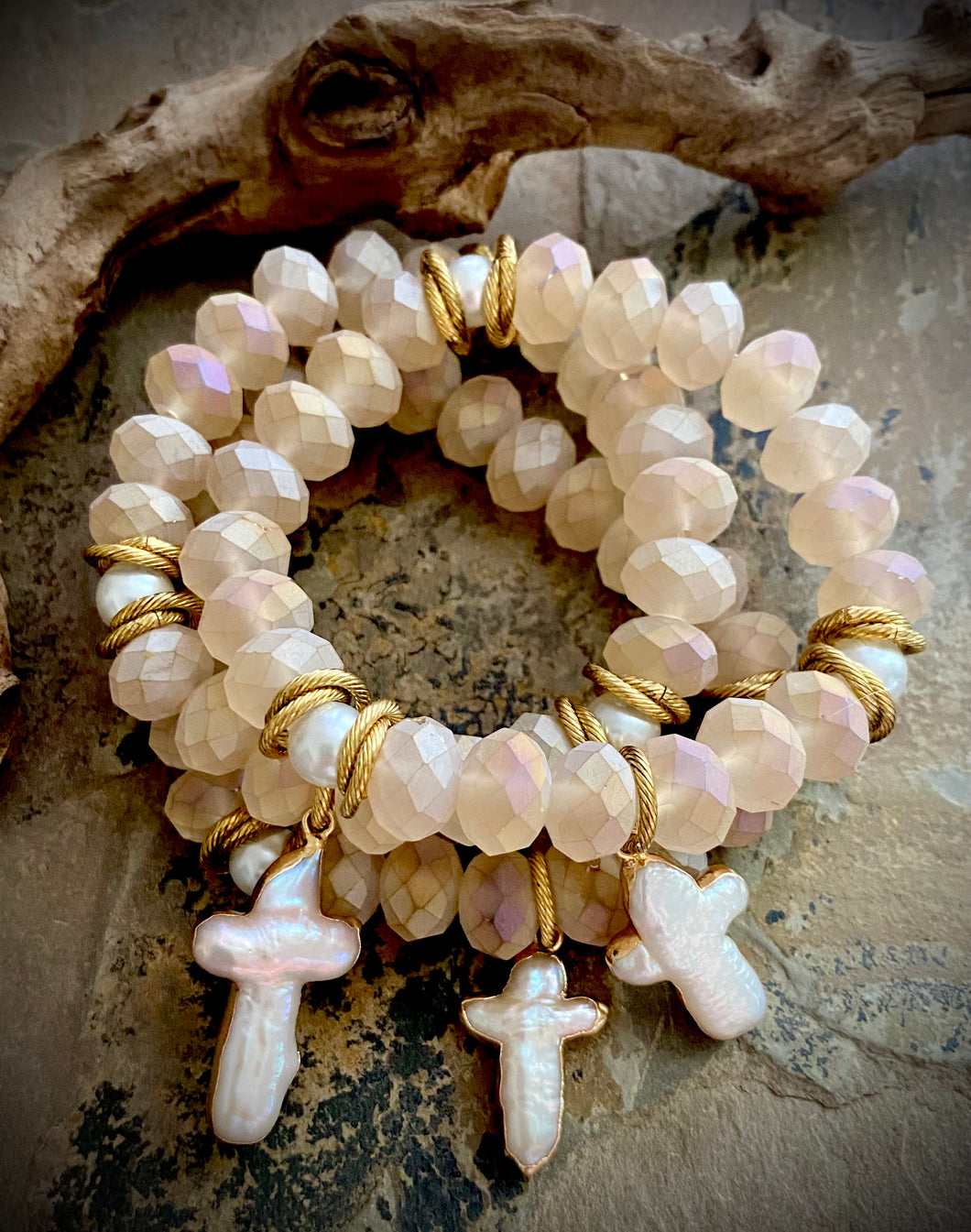 Sophie Pearl Cross Bracelet