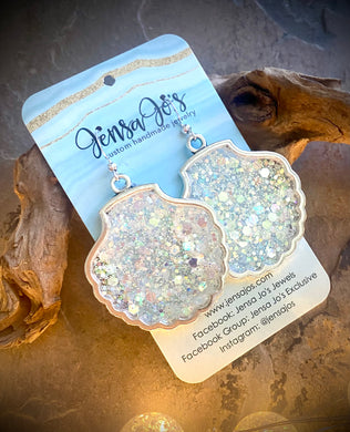 Aurora glitter resin shell earrings