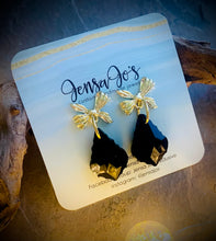 Bow stud crystal drop earrings