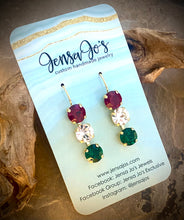Triple multicolor crystal drop earrings