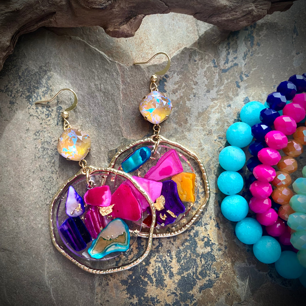 Lani Crystal Shell Hoop Earrings