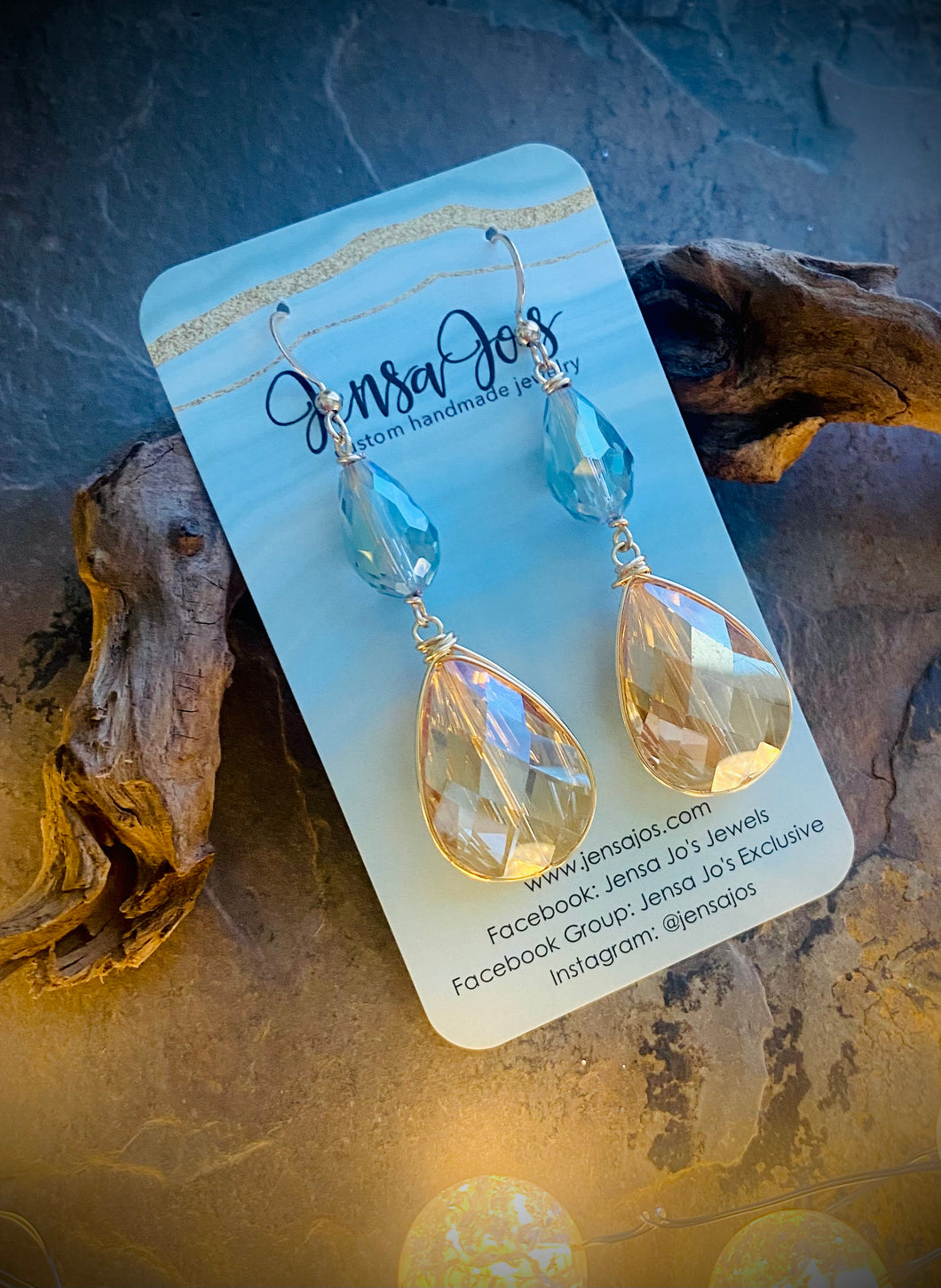 Gold teardrop crystal earrings