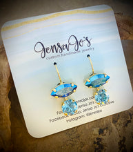 Navette/8mm crystal drop earrings