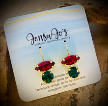 Navette/8mm crystal drop earrings