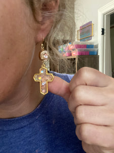 Georgina Glitter Cross Earrings