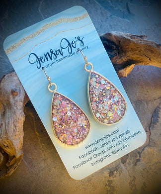 Pink shimmer resin teardrops