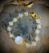 Gold beaded chain crystal bracelet