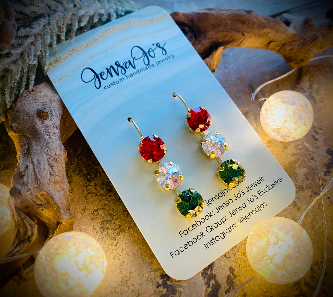 Christmas Crystal Drop Earrings