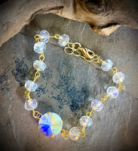 Gold beaded chain crystal bracelet