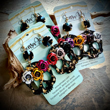 Flower Crown Skull Earrings