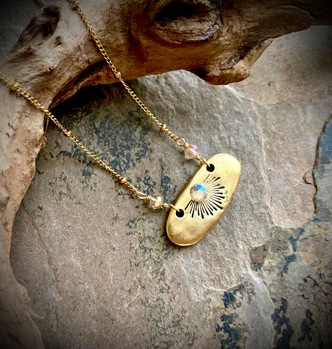 Eliza Stamped Crystal Necklace