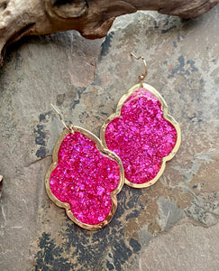 Ultra Pink Glitter Earrings