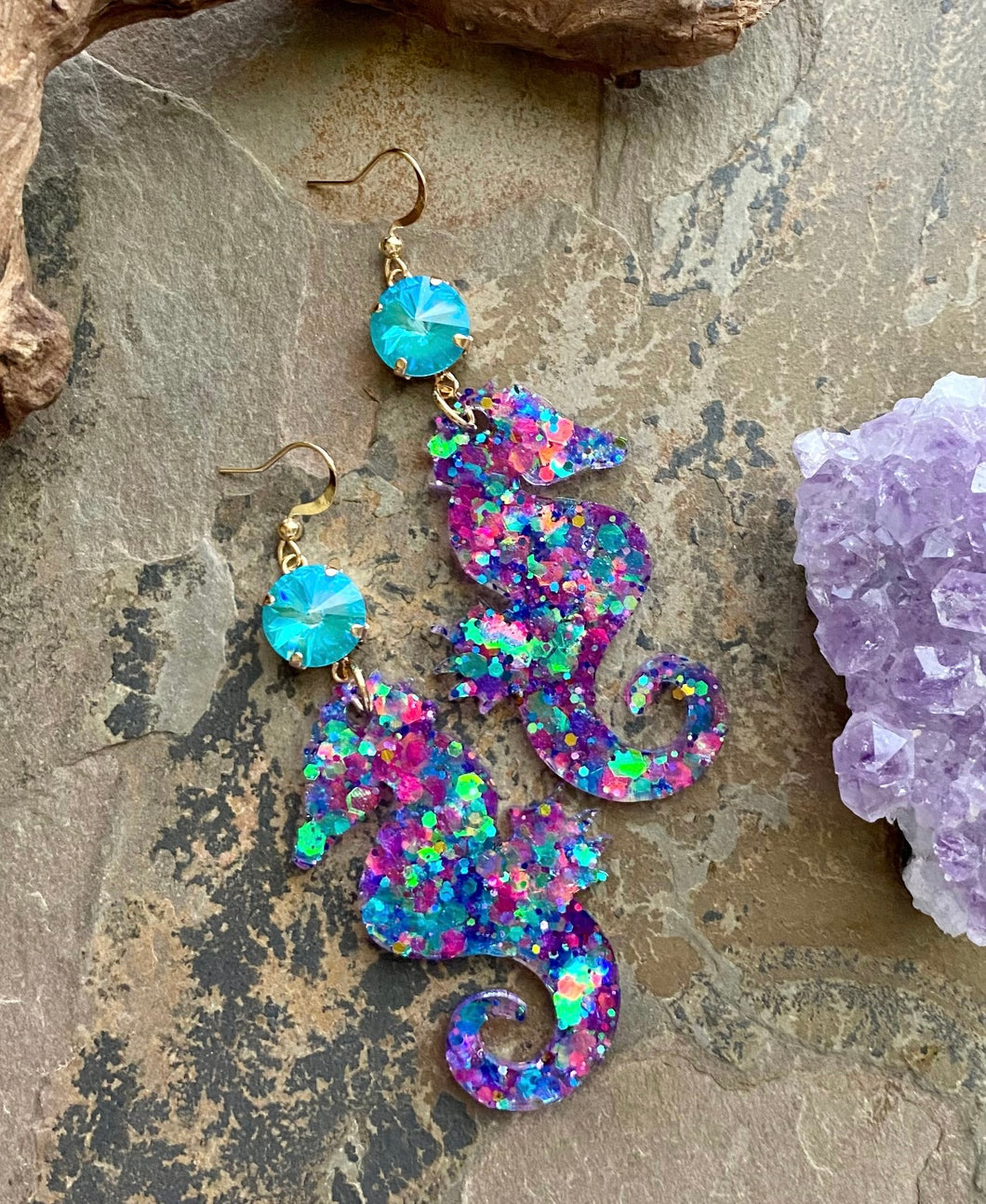 Glitter Seahorse Earrings