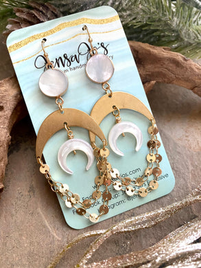 Mother Of Pearl Moon Earrings