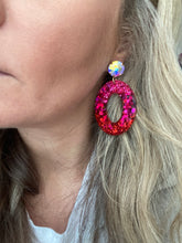 Pink & Red Ombré Oval Earrings