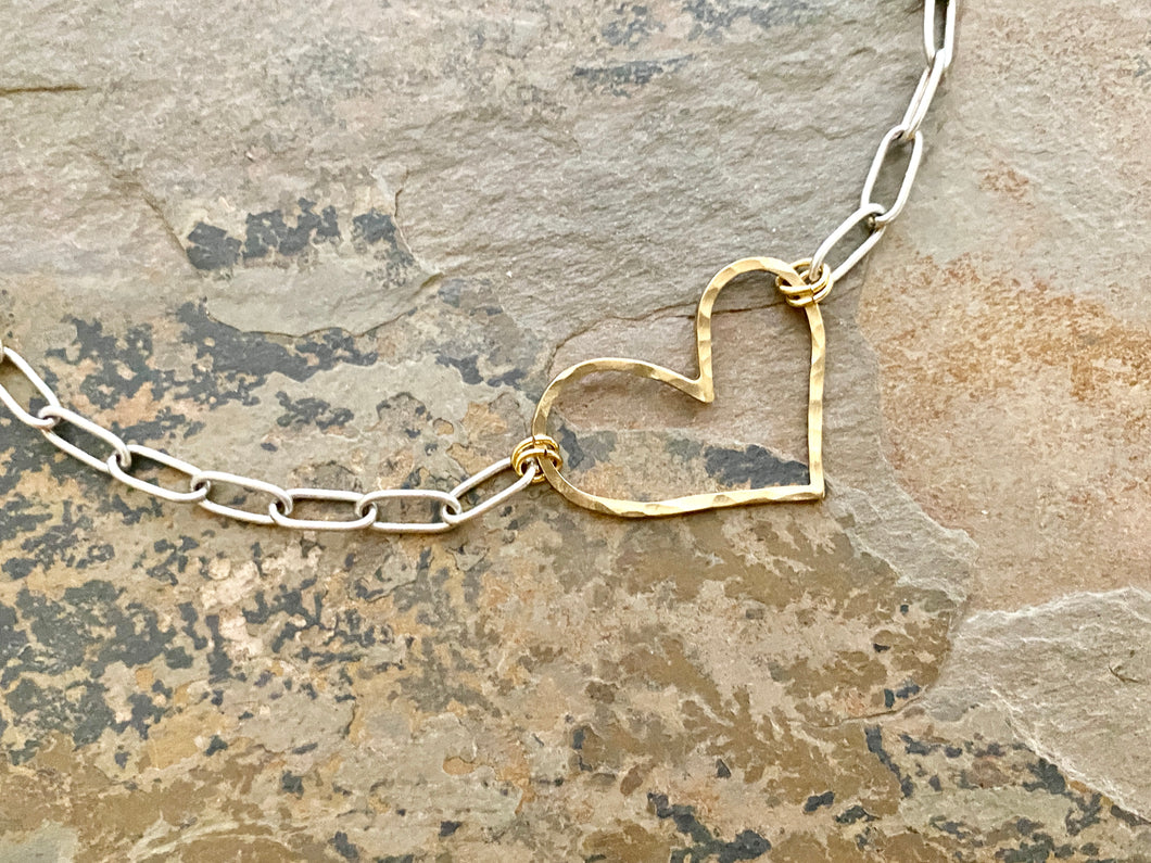 Hammered Heart Layering Necklace