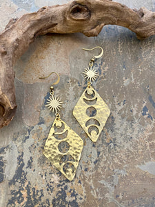 Hammered Moon Phase Earrings
