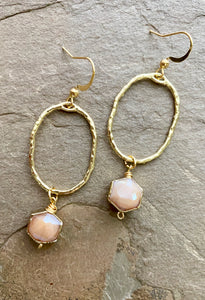 Gold Oval or Hoop Drop Earrings