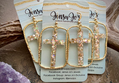 Heaven's Gate Glitter Cross Earrings