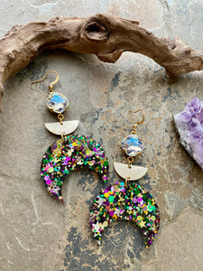 2022 Mardi Gras Glitter Earrings