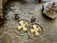 Micah Fleur Stamped Cross Earrings