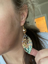 Sage Glitter Leaf Earrings