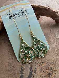 Sage and Gold Drop Earrings