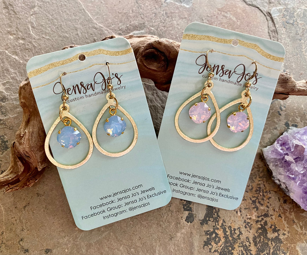 Opal Crystal Drop Earrings