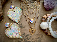 White Rhinestone Heart Earrings