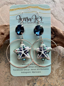 Ceramic Starfish Hoop Earrings