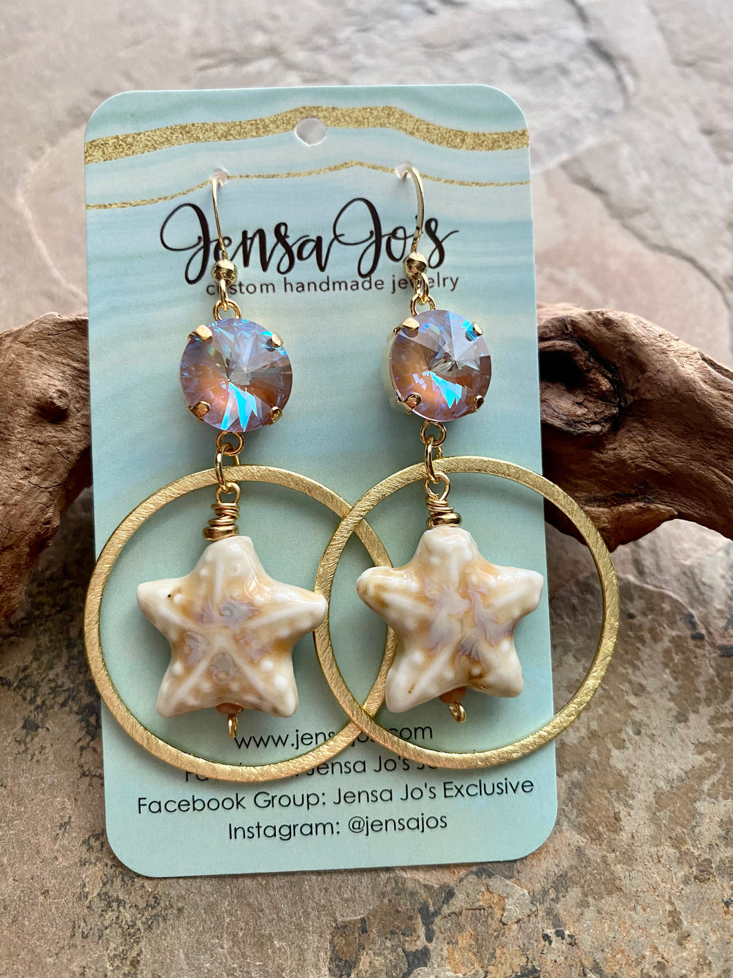 Ceramic Starfish Hoop Earrings