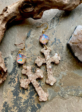 Latte Cross Earrings