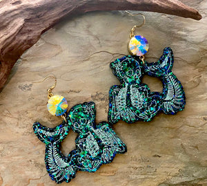 Siren Song Mermaid Skeleton Earrings